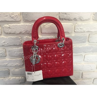 Оригинальная женская сумка Lady Dior красная лаковая 368
